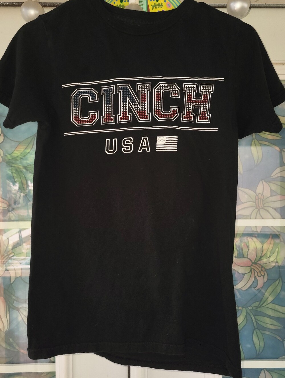 Cinch Black USA Graphic Tee with Flag Detail Mens Small